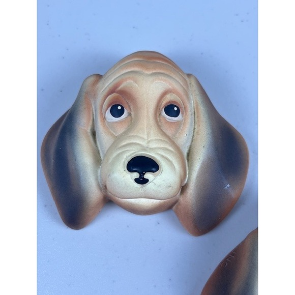 Miller Studio Inc 1961 Vintage Basset Hound Dog Head Wall Plaques Set of 2 - Picture 3 of 13